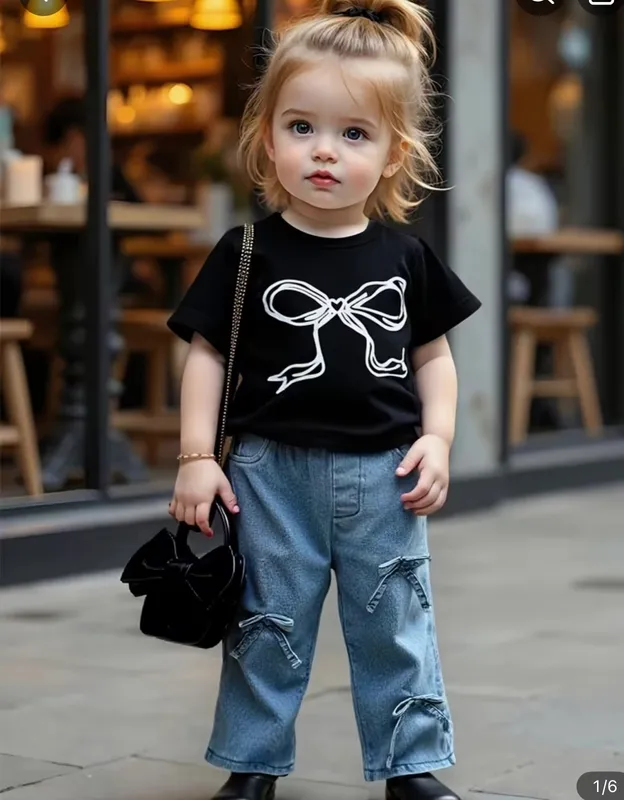 Conjunto denim con polo de bebé 2