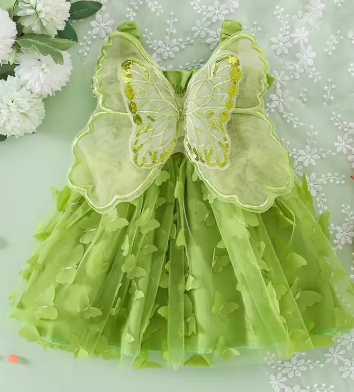 Vestido de tul verde bebé