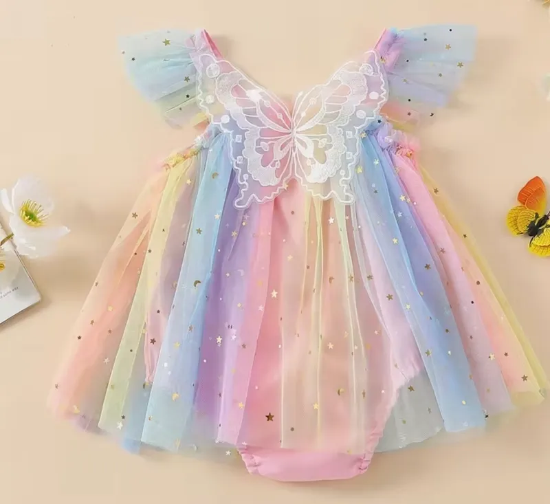 Vestido arcoíris con destellos