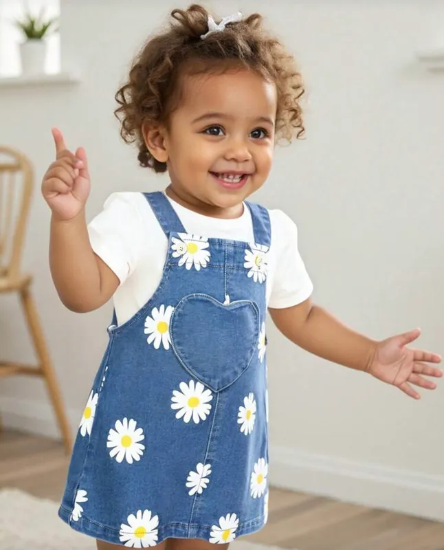 Vestido jeans con margaritas