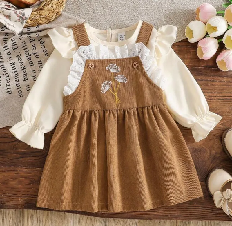 Conjunto blusa y vestido bordado
