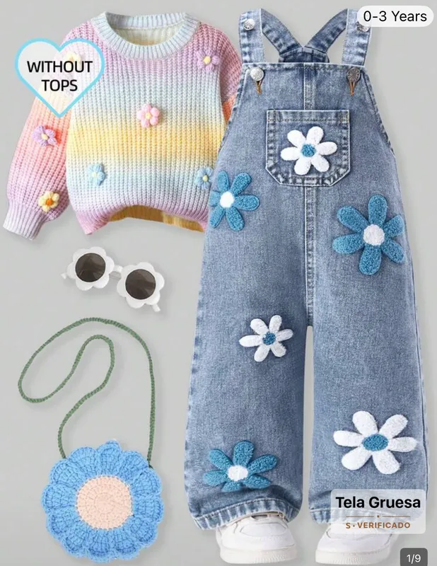Overol con flores bordadas