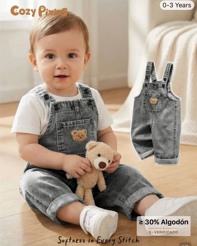 Overol osito niño denim